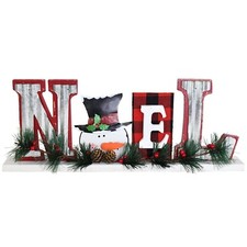 Christmas Wood Noel Sign for Home Decoration Wooden Cutout Noel Snowman Decor