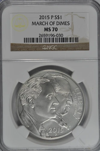 2015 P March of Dimes Uncirculated Silver Dollar NGC MS70 Brown Label