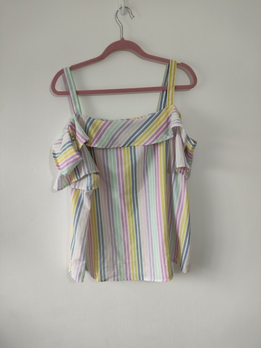 Studio Womens top size 20 summer White Pink Yellow Striped Summer Casual - Picture 2 of 7
