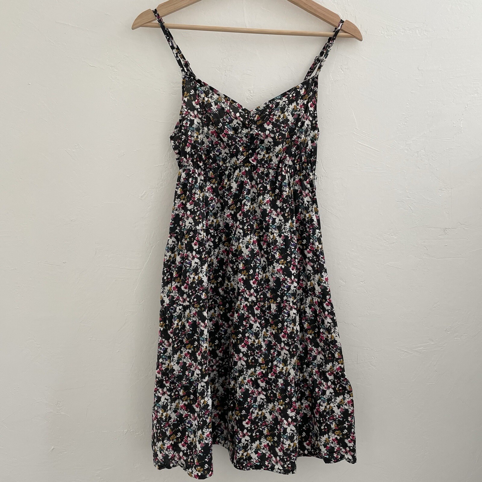 H&M Sundress Black Floral Adjustable Strap Cotton Cottage Boho Feminine Beach 10-image