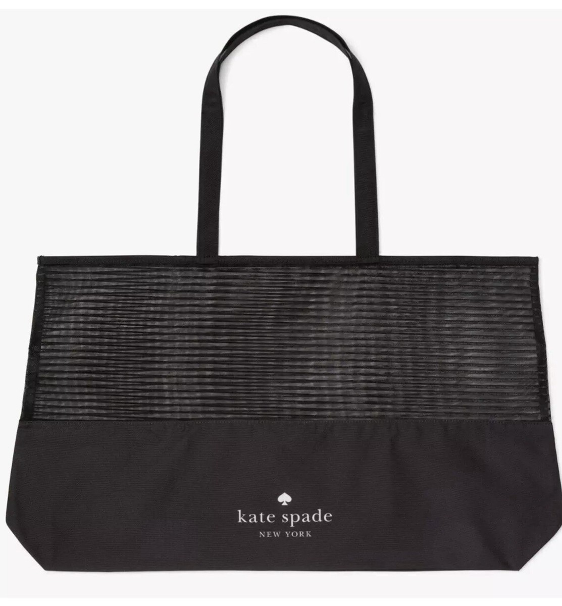 New Kate Spade Black Stripe Mesh Tote 25