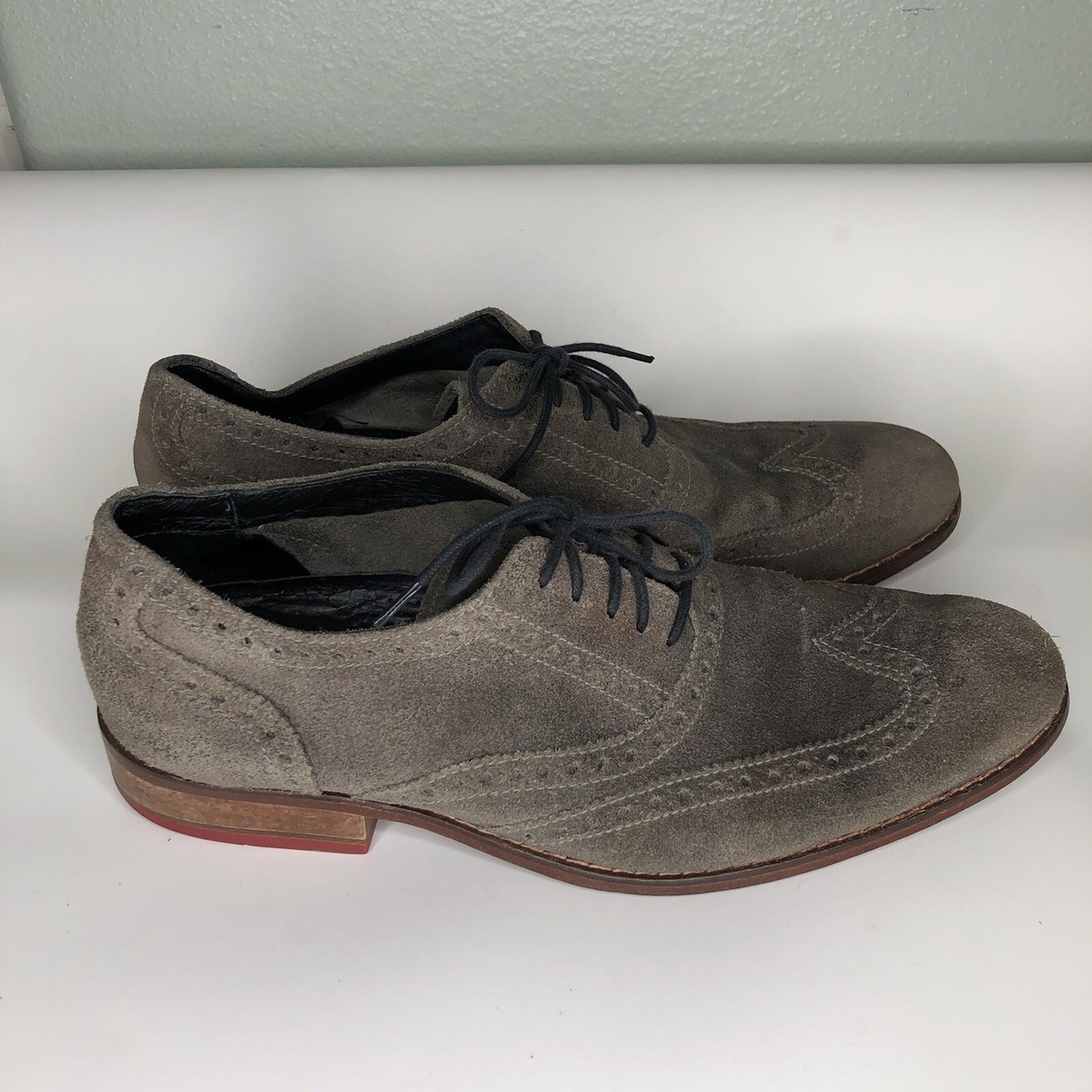 Cole Haan Shoes Lace Up Wing Tip Men Size 9.5M Brown Suede 