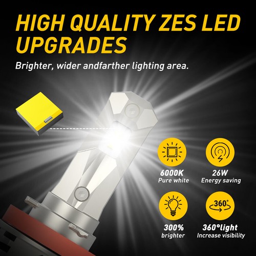 LED Headlight Bulbs Kit Combo 9005 High H11 Low Beam 6000K 660000LM Xenon White - Picture 3 of 10