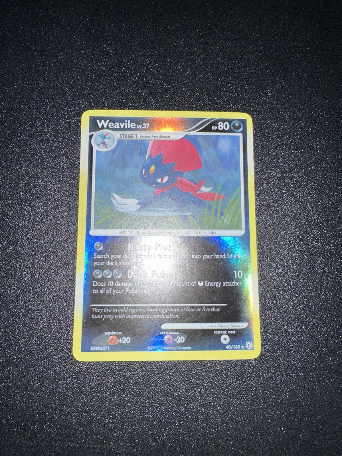 Pokémon TCG Weavile 40/130 Diamond & Pearl Base Reverse Holo Rare NM/LP
