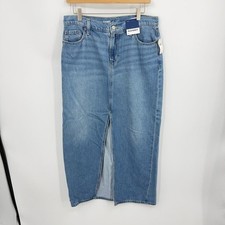 NWT Old Navy Mid-Rise Jean Maxi Skirt with a front slit sz 6