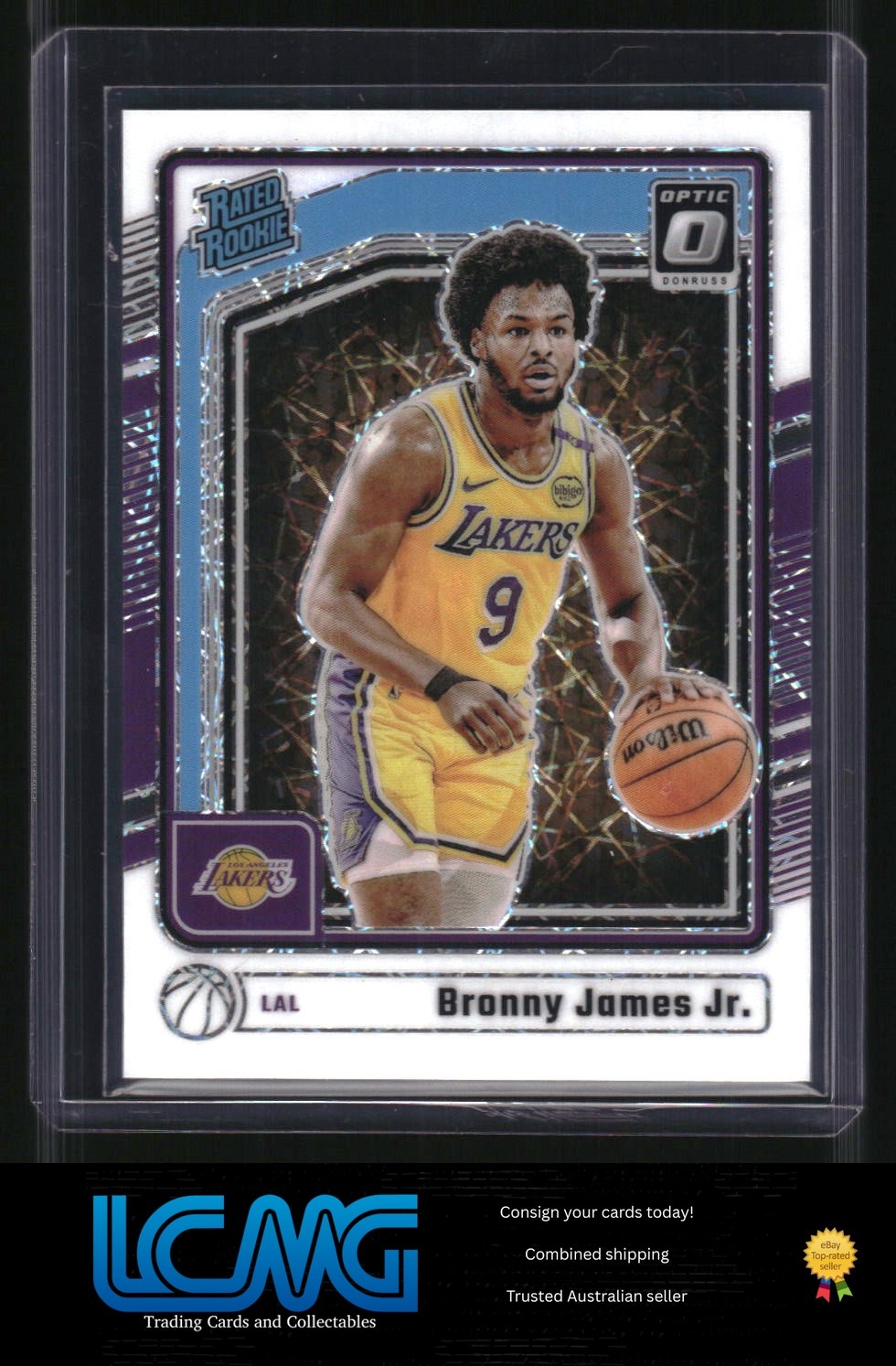 X4R 2024-25 Donruss Optic #282 Bronny James Jr. White Velocity #/59 Rated Rookie