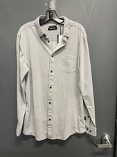 Kenneth Cole Lightweight Knit Long Sleeve Button Up Grey Shirt Size Large NWT