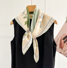 100 Mulberry Silk Bandanna Shawl 65X65cm Scarf Square grass Print Neckerchief