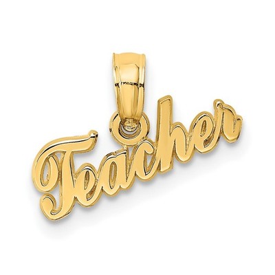 10K Yellow Gold TEACHER Charm Pendant 0.48gm L-4.95 mm, W-14.65 mm