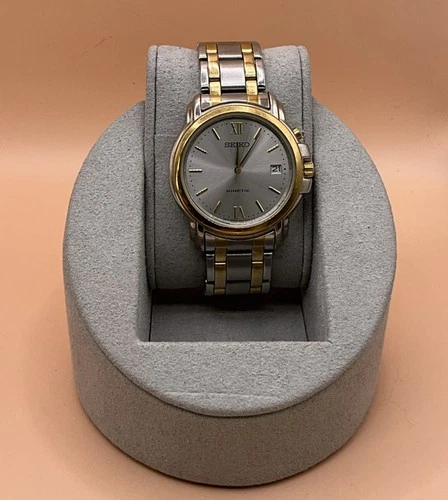 Vintage Seiko Kinetic Two-Tone Gray Dial Men's Watch 5M62-0B20 AS-IS  Needs Cap