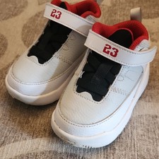 Jordan DA8023-105 Baby Sneaker White Red Black Leather US 6C