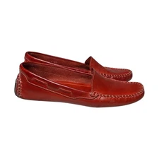 ROLANDO BELLAGIO Red Leather Driving Loafers Moccasins Women's Size 40 / US 9