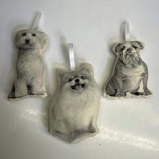 BRODERPRESS 3 PACK Hand Silkscreened Dog Ornaments 3.5"x5" Black  White