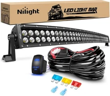 Nilight 42Inch 240W Curved Light +Wiring Harness, Black 