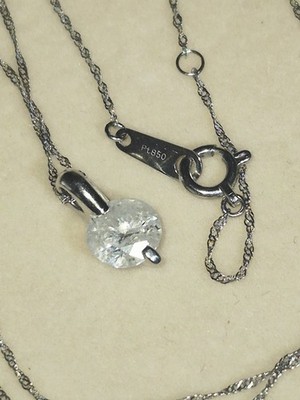 GORGEOUS! 900 PLATINUM NATURAL GENUINE .92ct DIAMOND SOLITAIRE NECKLACE $3100