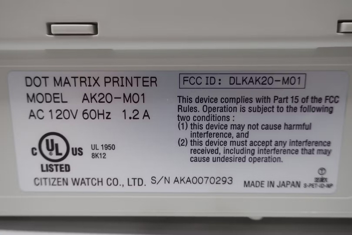 Citizen AK20-M01 Dot Matrix Label Printer 120v-ac | eBay