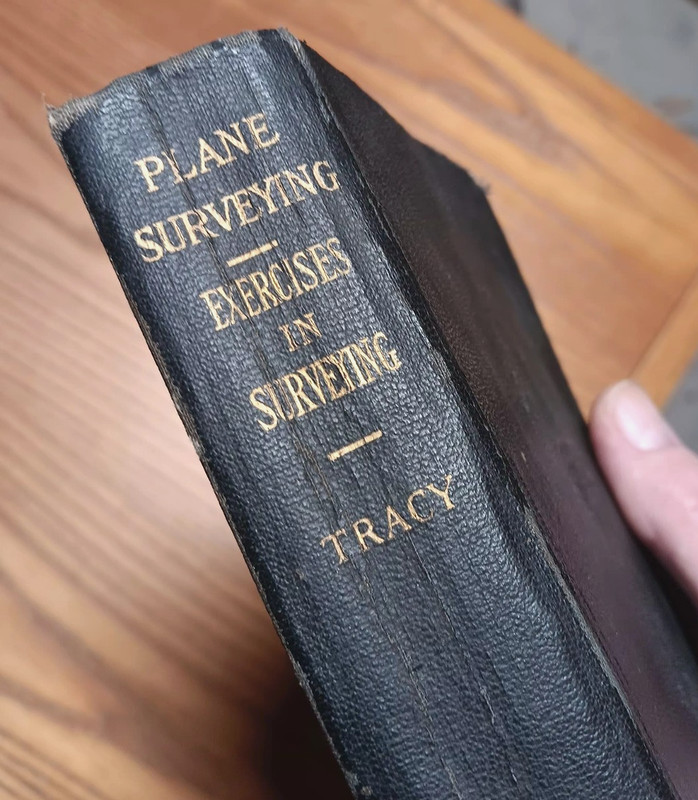 Antique 1925 PLANE SURVEYING Book by John Tracy Yale Wiley New York Map Intact