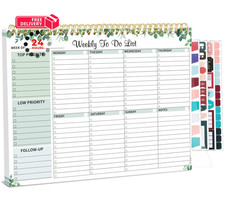 Thboxes Weekly To Do List Notepad, 8.5"x11" Desk Green