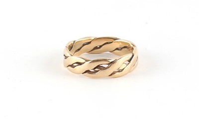 Gepunztes 9kt Gold keltisches Knoten Design geflochtenes Ringband, ca. 7 Gramm, Gr. V