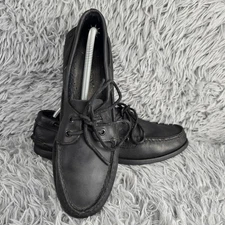 Sperry 0836981 Authentic Original Men 11M Black On Black Leather 2-Eye Boat Shoe