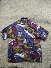 Vintage Pierre Cardin Shirt Mens Large Abstract Rayon Button Multicolor 90s