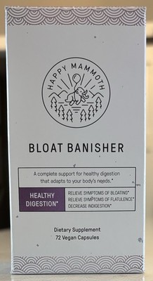Happy Mammoth Bloat Banisher Healthy Digestion 72 Capsules Sealed Exp. 7/26