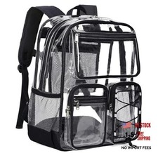 Clear Backpack for School - Heavy Duty Clear Bookbag for Girls Large Black