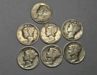 Mercury Dimes (Lot of 7 ) 90% Silver Coins Circulated