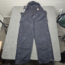 Vintage Carhartt Bib Overalls Mens 44x32 Black R37BLK Double Knee Front Canvas