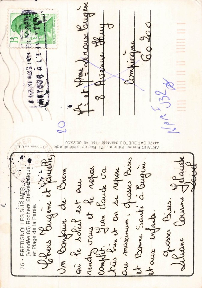 85 BRETIGNOLLES SUR MER ROCHER SAINTE VERONIQUE ET PLAGE DE | eBay