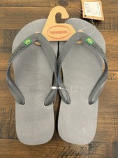 Havaianas Slim Flip Flops Steel Grey Gray Brazil Women s Sz 9/10 9 10 NWT