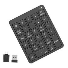 Wireless Number Pad with USB to USB-C Adapter, Numeric Keypad Numpad 28 Keys