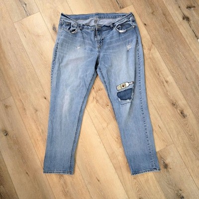 Thrashed Titos Tequila Patch Boyfriend Jeans Womens 14 Street Distressed Grunge