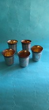 SET VINTAGE 5 TAZZE VODKA RUSSE SOVIETICHE ARGENTO 84 DORATE INCISE A MANO MARCHI KIEV I
