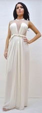 carla zampatti 8 White Formal Gown Sleeveless V Neck Mesh bodice Floor length