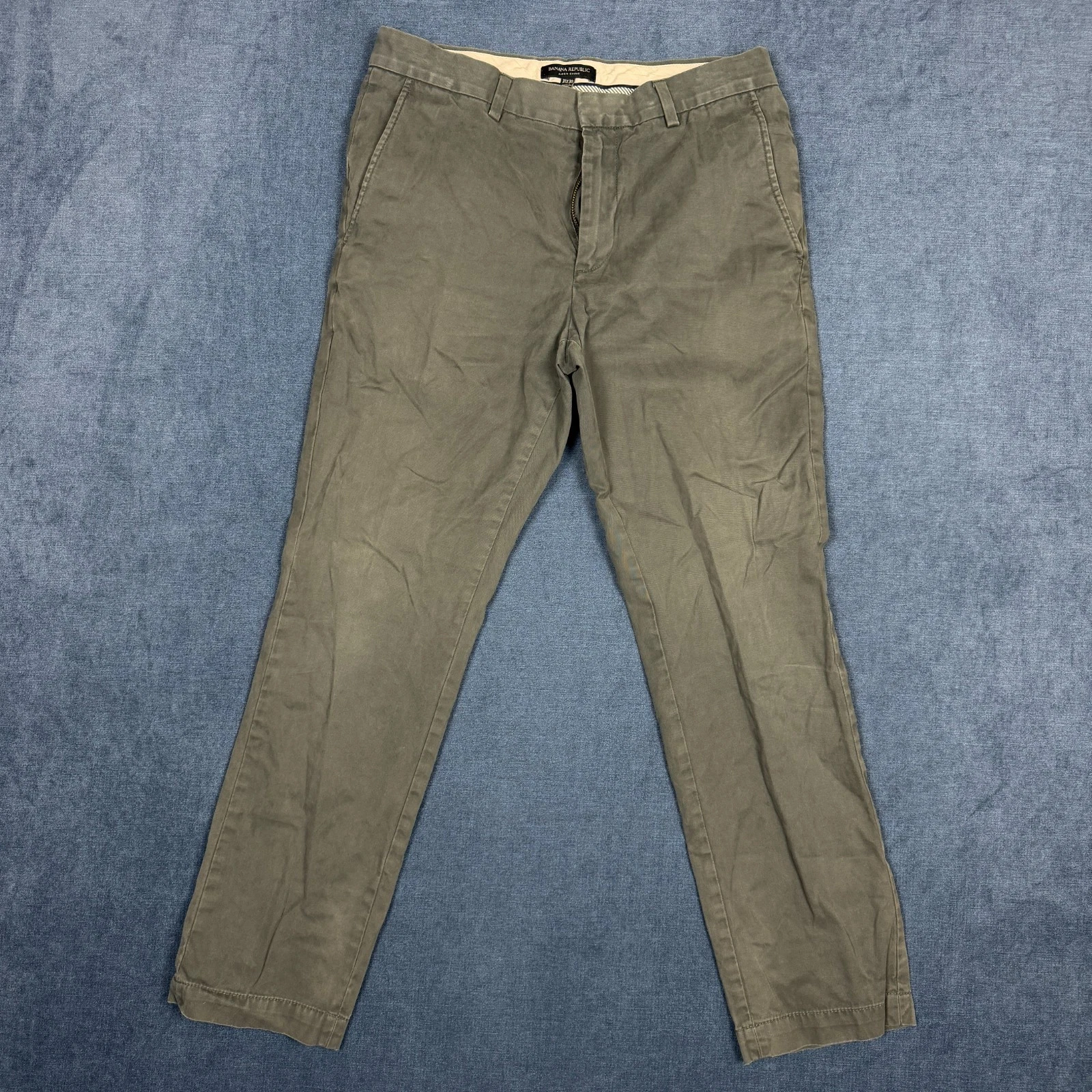 Banana Republic Aiden Chino Pants Mens 31x30 Gray Cotton Straight Leg Mid Rise