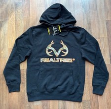 Realtree Deer Black Camo Logo Hoodie Sweatshirt Size MED NWT 16902