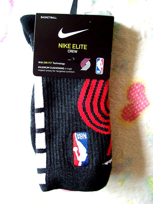 NIKE NBA BASKETBALL ''PORTLAND TRAILBLAZERS'' ELITE MEN'S/WOMENS CREW SOCKS Medium