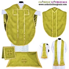 NEW Olive Green St. Philip Neri Style vestment Stole & mass set 5 pc,Vestment
