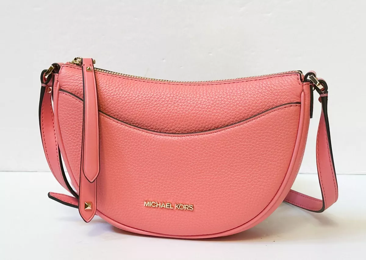 Michael Kors Dover Small Black Pebbled Leather Half Moon Crossbody