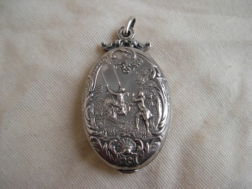 ANTIQUE FRENCH SOLID SILVER MIRROR PENDANT,LOUIS 15 STYLE,LATE 19th CENTURY.