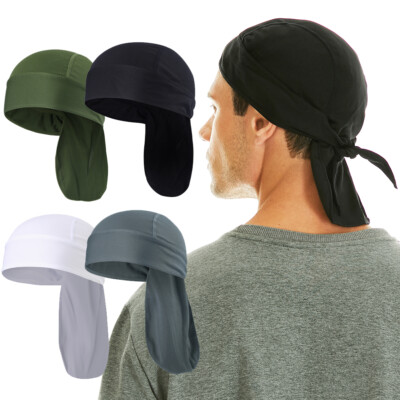 Men Durag Du Rag Headwear Head Wrap Skull Cap Bandana Headband Beanie Bike Hat
