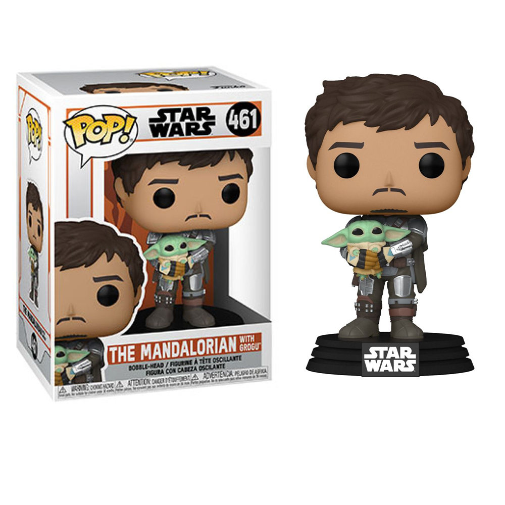Funko Pop Star Wars Mandalorian w/ Child Grogu Figure w/ Protector