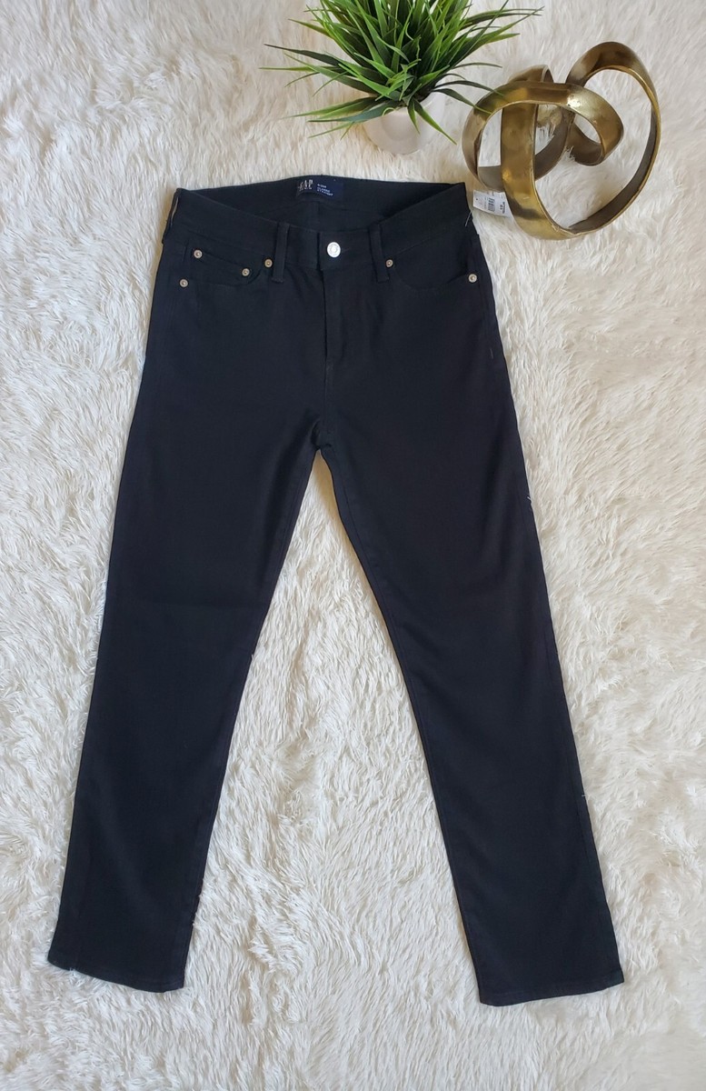 GAP Mid Rise Classic Straight Cigarette Jeans Black Wash Size 28/6 NWT  RT$80