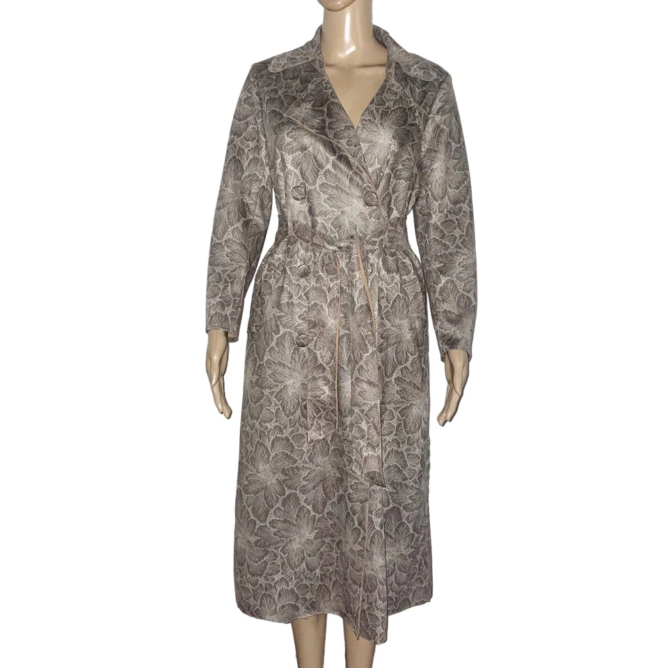 Trench coat Anthropologie Solitaire cinza floral camurça artificial