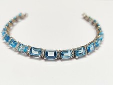 925 Silber Schweizer Blau Topas Armband 5x7 MM Oktagon 22 Karat Swiss Armreif