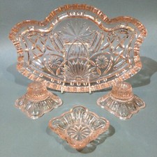 Pressed Glass Dressing Table Set Pink