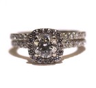 10k white gold round halo 1.97ct diamond engagement ring wedding band set 5.5g 7 — photo 2
