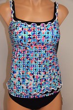 NWT Profile Swimsuit Tankini Bikini 2pc set Sz 10 Multi Black