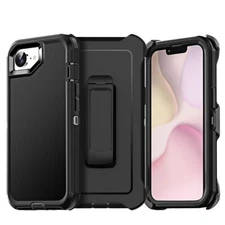 For Apple iPhone 16E Case Rugged Shockproof Heavy Duty Cover & Belt Clip Holster